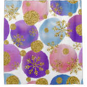 Waterverf Stippen met glitters en sneeuwvlokken Douchegordijn (Voorkant)