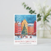 Waterverf Stockholm Gamla Stan Kerstreizen Feestdagenkaart (Staand voorkant)