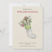 Waterverf Stocking Christmas Business Feestdagenkaart (Voorkant)