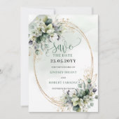 Waterverf Stof Groen Botanisch Save The Date (Voorkant)