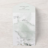 Waterverf Stof Groen Loof All In One Uitnodiging (Buitenkant)