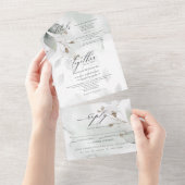 Waterverf Stof Groen Loof All In One Uitnodiging (Afscheurbaar)