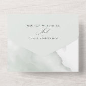 Waterverf Stof Groen Loof All In One Uitnodiging (Achterkant)