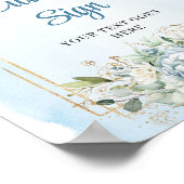 Waterverf Stofblauw DIY Huwelijksbord Poster (Hoek)