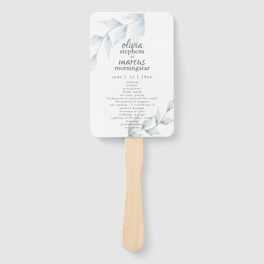 Waterverf Stofblauw Stofsalie Bloemmotief Handwaaier (Voorkant)