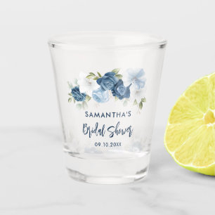 Waterverf Stofblauwe Bloemachtige Bruiloftsborrel Shot Glas