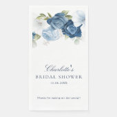 Waterverf Stofblauwe Bloemige Bruidsdouche Servet (Voorkant)