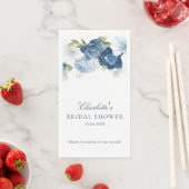 Waterverf Stofblauwe Bloemige Bruidsdouche Servet (Insitu)