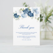 Waterverf Stofblauwe Bloemrijke Script Bedankkaart (Staand voorkant)