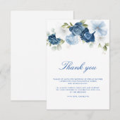 Waterverf Stofblauwe Bloemrijke Script Bedankkaart (Voorkant / Achterkant)