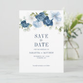 Waterverf Stofblauwe Botanische Eucalyptus Save The Date (Staand voorkant)
