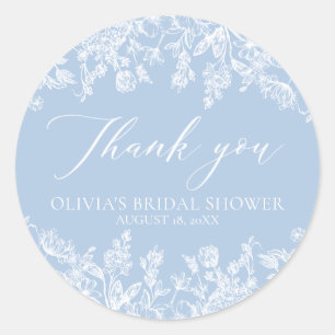 Waterverf Stofblauwe Bruiloftsdankjewel Ronde Sticker
