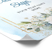 Waterverf Stofblauwe Eucalyptus Aangepast Bord Dec Poster (Hoek)