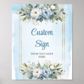 Waterverf Stofblauwe Eucalyptus Aangepast Bord Dec Poster (Voorkant)