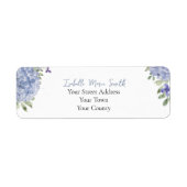 Waterverf Stofblauwe Hortensia Bloemen Bruiloft  Etiket (Voorkant)