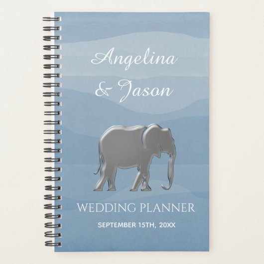 Waterverf Stofblauwe Trouwdag Planner (Voorkant)