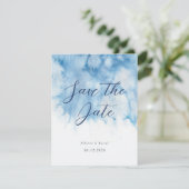 Waterverf Stofblauwe Winter Bruiloft Save The Date (Staand voorkant)