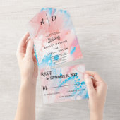 Waterverf stoffelijk roos Alle in één bruiloft uit All In One Uitnodiging (Afscheurbaar)