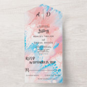 Waterverf stoffelijk roos Alle in één bruiloft uit All In One Uitnodiging (Binnen)