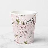 Waterverf Stoffen Rozen Hydrangeas DIY achtergrond Papieren Bekers (Voorkant)