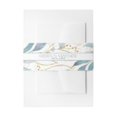 Waterverf Stoffig Blauw Bloemen Elegant Goud Bruil Uitnodigingen Wikkel (Voorkant Voorbeeld)