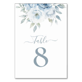 waterverf Stoffig Blauw Bloemen Tafelnummer