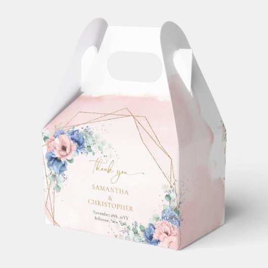 Waterverf Stoffig blauw en blozend eucalyptus Bedankdoosjes (Achterkant)