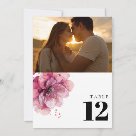 Waterverf Stoffig Roos Bloemen Foto Tabel Nummer Kaart