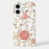 Waterverf stoffig roos floraal monogram Case-Mate iPhone case (Achterkant)