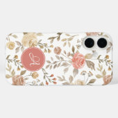 Waterverf stoffig roos floraal monogram Case-Mate iPhone case (Achterkant (horizontaal))