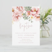 Waterverf Stoffig Roos Mooie Doop Kaart (Staand voorkant)