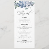 waterverf stoffige blauwe bloemen bruiloft menu (Voorkant)