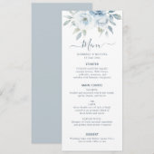 waterverf stoffige blauwe bloemen bruiloft menu (Voorkant / Achterkant)