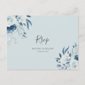 Waterverf stoffige blauwe bloemen bruiloft RSVP Briefkaart (Voorkant)