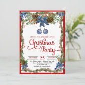 Waterverf stoffige blauwe kerstballen linten in kaart (Staand voorkant)