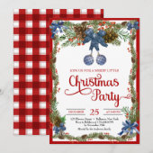 Waterverf stoffige blauwe kerstballen linten in kaart (Voorkant / Achterkant)