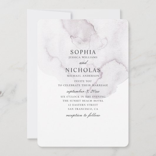 Waterverf stoffige bruiloft. Elegante eenvoudige l Kaart (Voorkant)