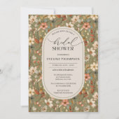 Waterverf stoffige groene ivoren wilde bloemen boo kaart (Voorkant)