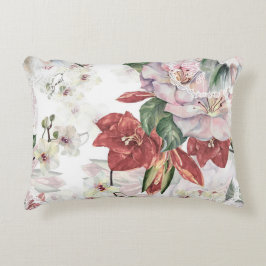 Waterverf stoffige orchidee en lelie met kant en b accent kussen