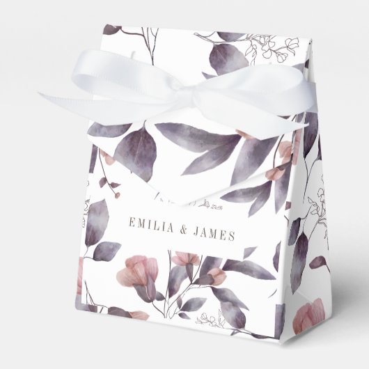 waterverf stoffige paarse schemering gebladerte tr bedankdoosjes (Voorkant Zijde)