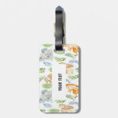 Waterverf Stomme dieren Gepersonaliseerd Bagagelabel (Achterkant verticaal)