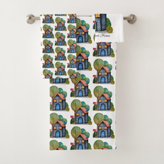 Waterverf Stomme Home Sweet Home Art Bad Handdoek (Insitu)