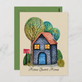 Waterverf Stomme Home Sweet Home Art Briefkaart (Voorkant / Achterkant)