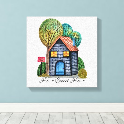 Waterverf Stomme Home Sweet Home Art Canvas Afdruk (Insitu (Houten vloer))