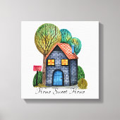 Waterverf Stomme Home Sweet Home Art Canvas Afdruk (Voorkant)