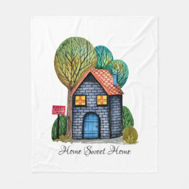 Waterverf Stomme Home Sweet Home Art Fleece Deken