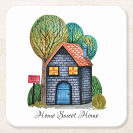 Waterverf Stomme Home Sweet Home Art Kartonnen Onderzetters