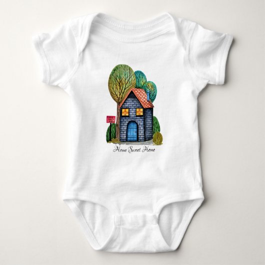 Waterverf Stomme Home Sweet Home Art Romper (Voorkant)