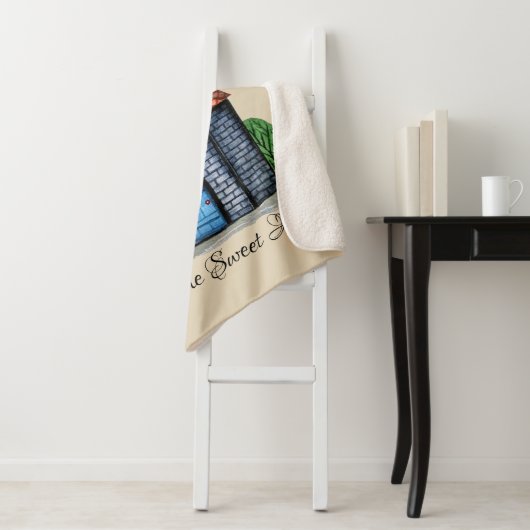 Waterverf Stomme Home Sweet Home Art Sherpa Deken (In situ)