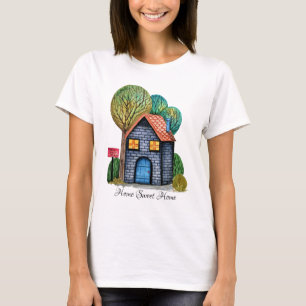 Waterverf Stomme Home Sweet Home Art T-shirt